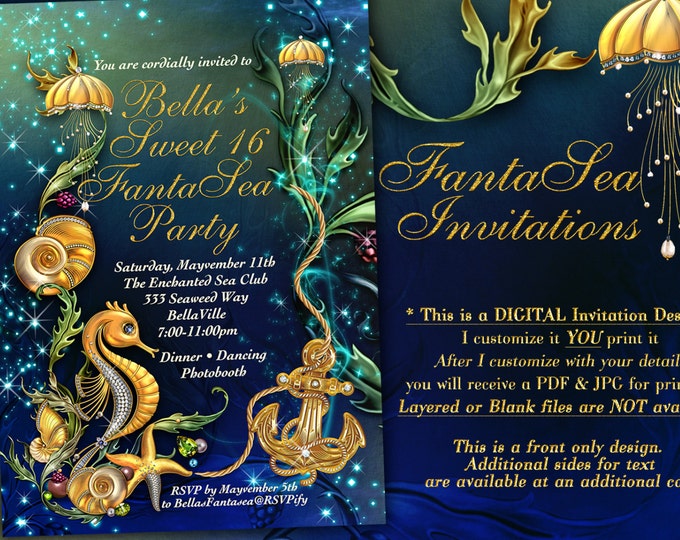 Nautical Theme Party Invitation, Under the Sea Theme Invitation, Enchanted Seas Party