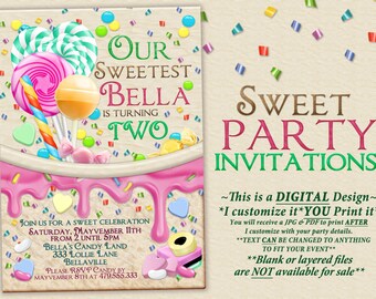 candy land birthday party invitation birthday party etsy