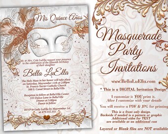 Masquerade Quinceanera Invitation Etsy