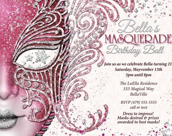 quinceanera masquerade party birthday masquerade invitation etsy