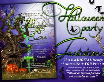 halloween invitations halloween party invitations etsy