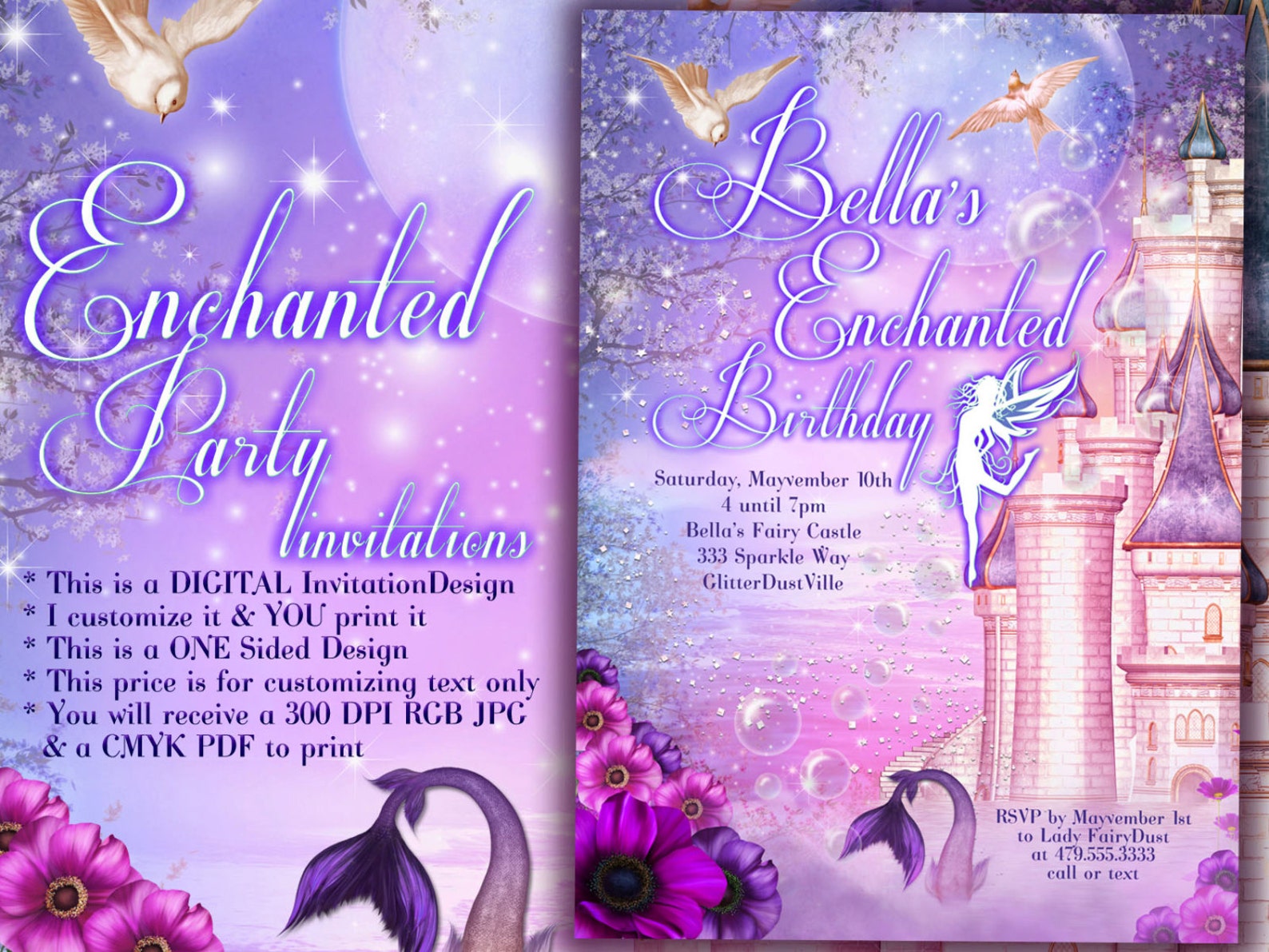 fairy-princess-party-invitation-birthday-party-invitations-etsy