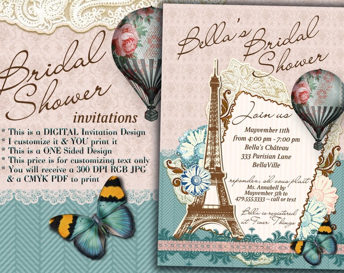 Bridal Shower Invitation, Shower Invitations, Bridal Showers, Paris Theme Party, Parisian Bridal Shower