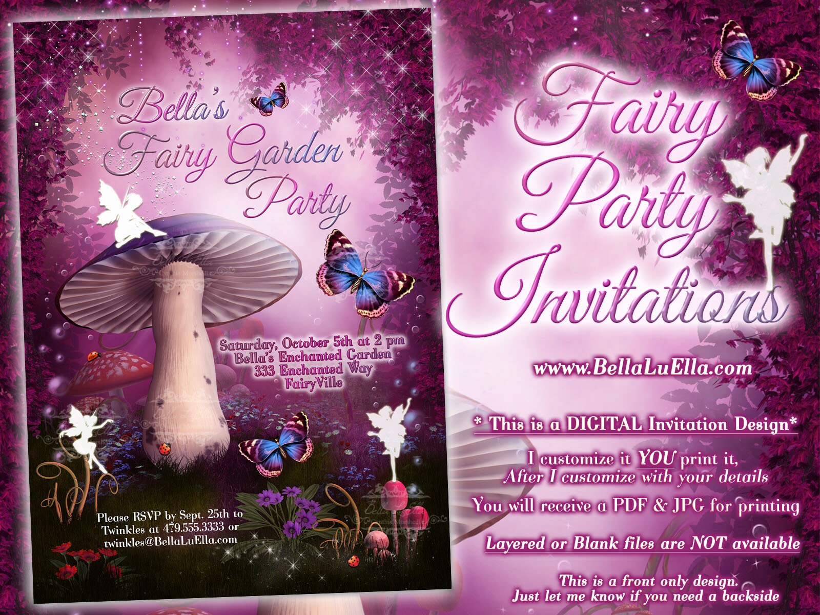 Fairy Invitation, Fairy Party Invitation, Birthday Party Invitations