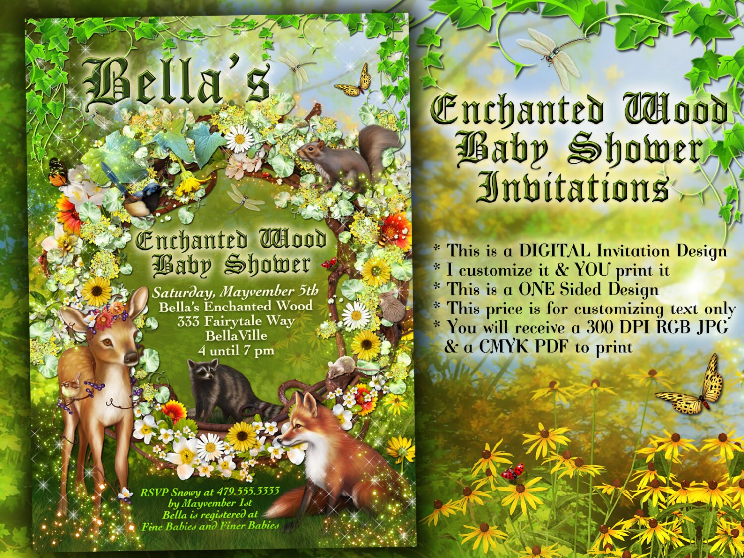 enchanted forest baby shower invitations