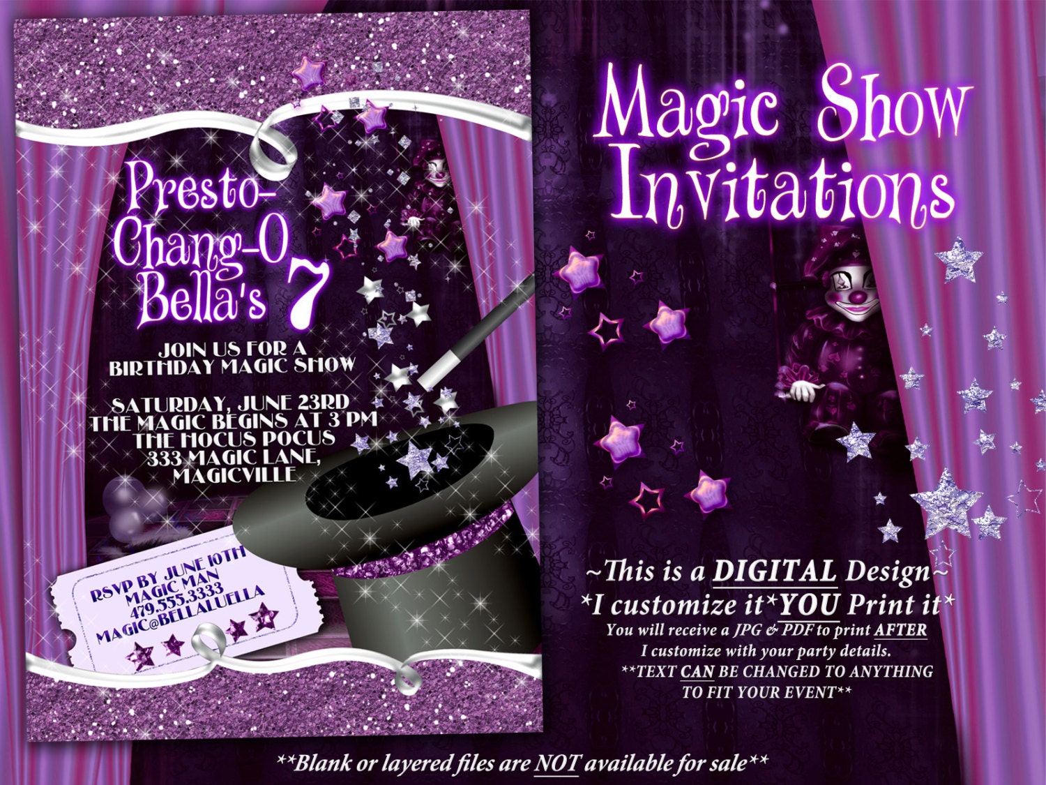 Magic Show Invitation, Magic Show Party, Party Invitations, Birthday ...