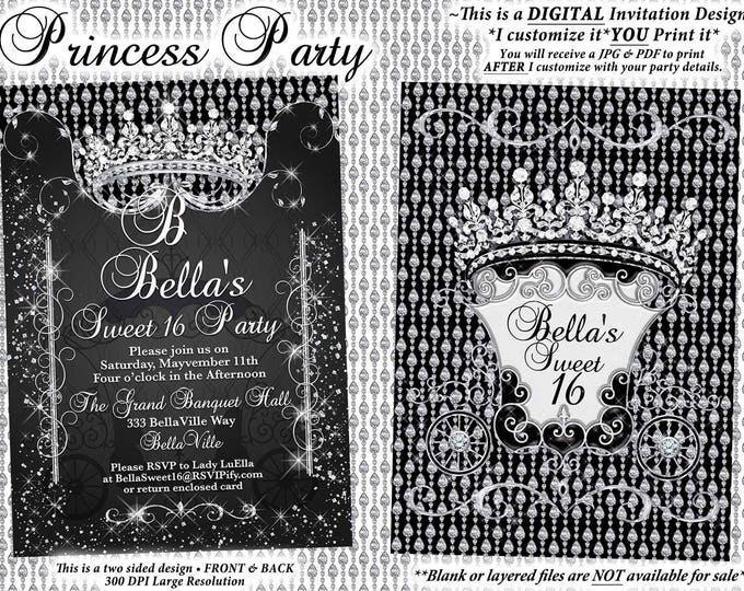 CinderBella Diamond Party Invitations, Diamond Quince, Diamond Sweet 16 Party