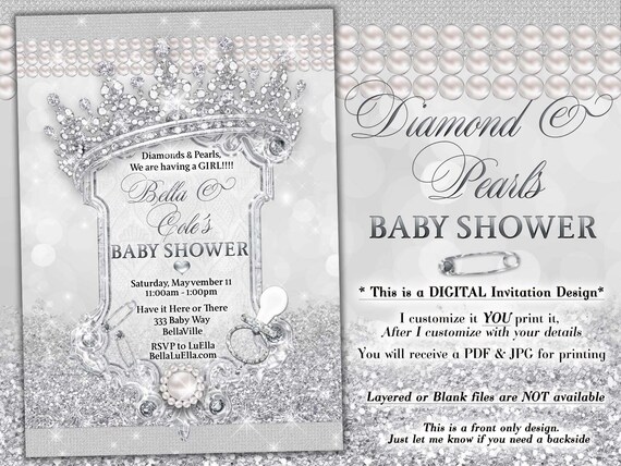 diamonds and pearls baby shower invitations