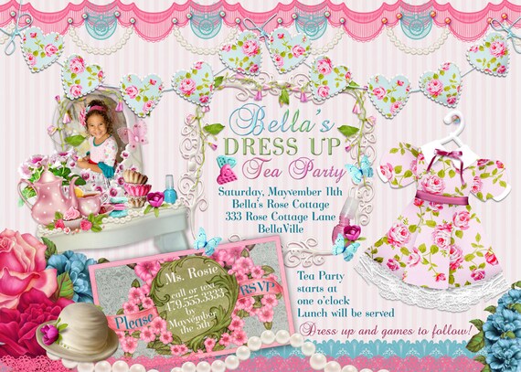dress up tea party tea party invitations girls dress up tea etsy dress up party invitations