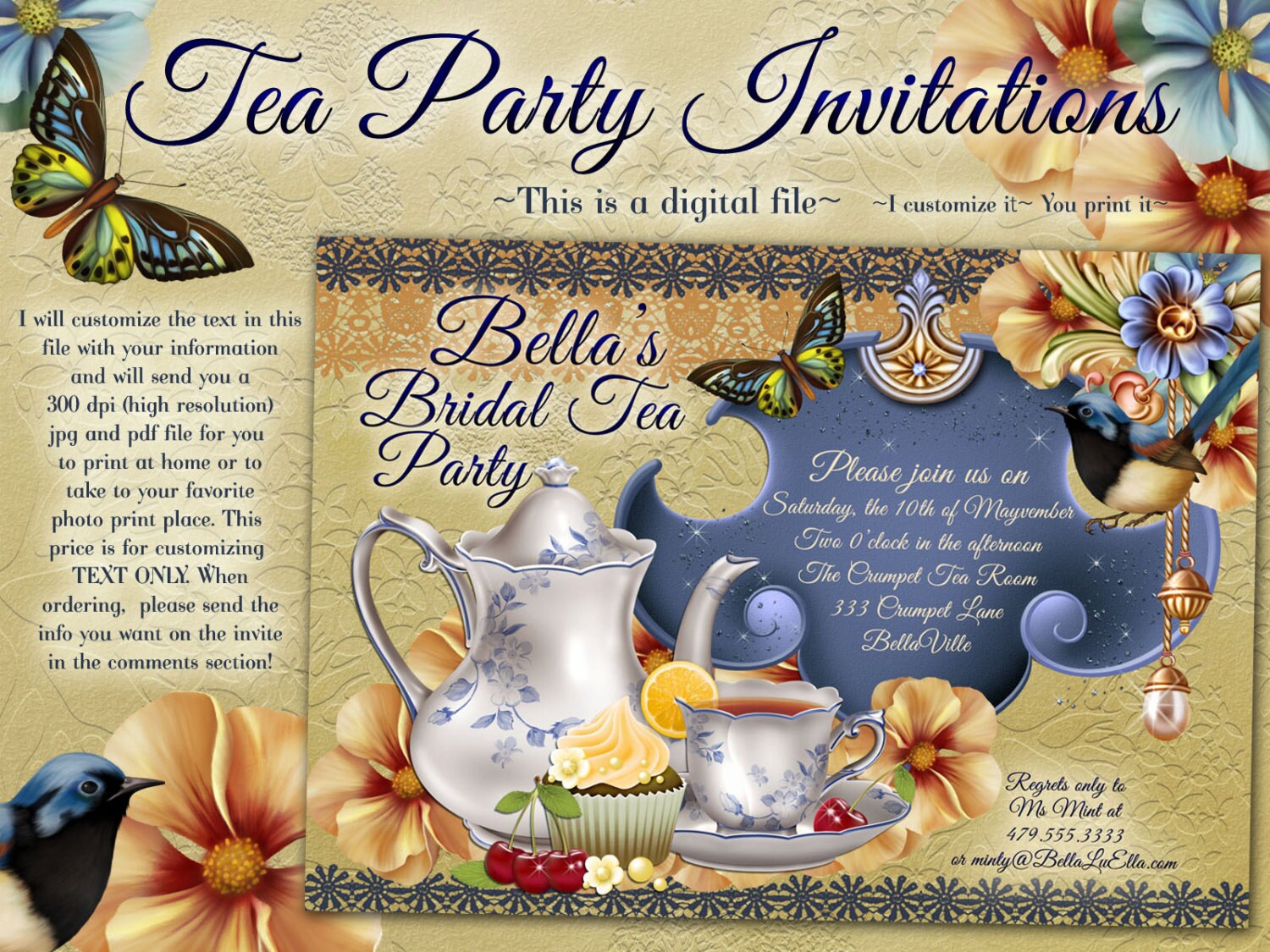 Tea Parties Bridal Tea Party Invitation Tea Party Etsy UK