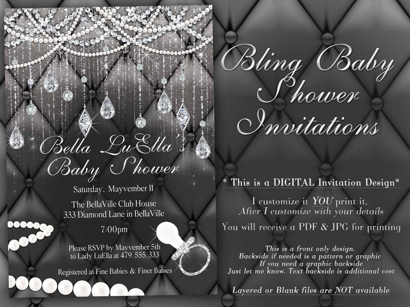 bling baby shower invitations