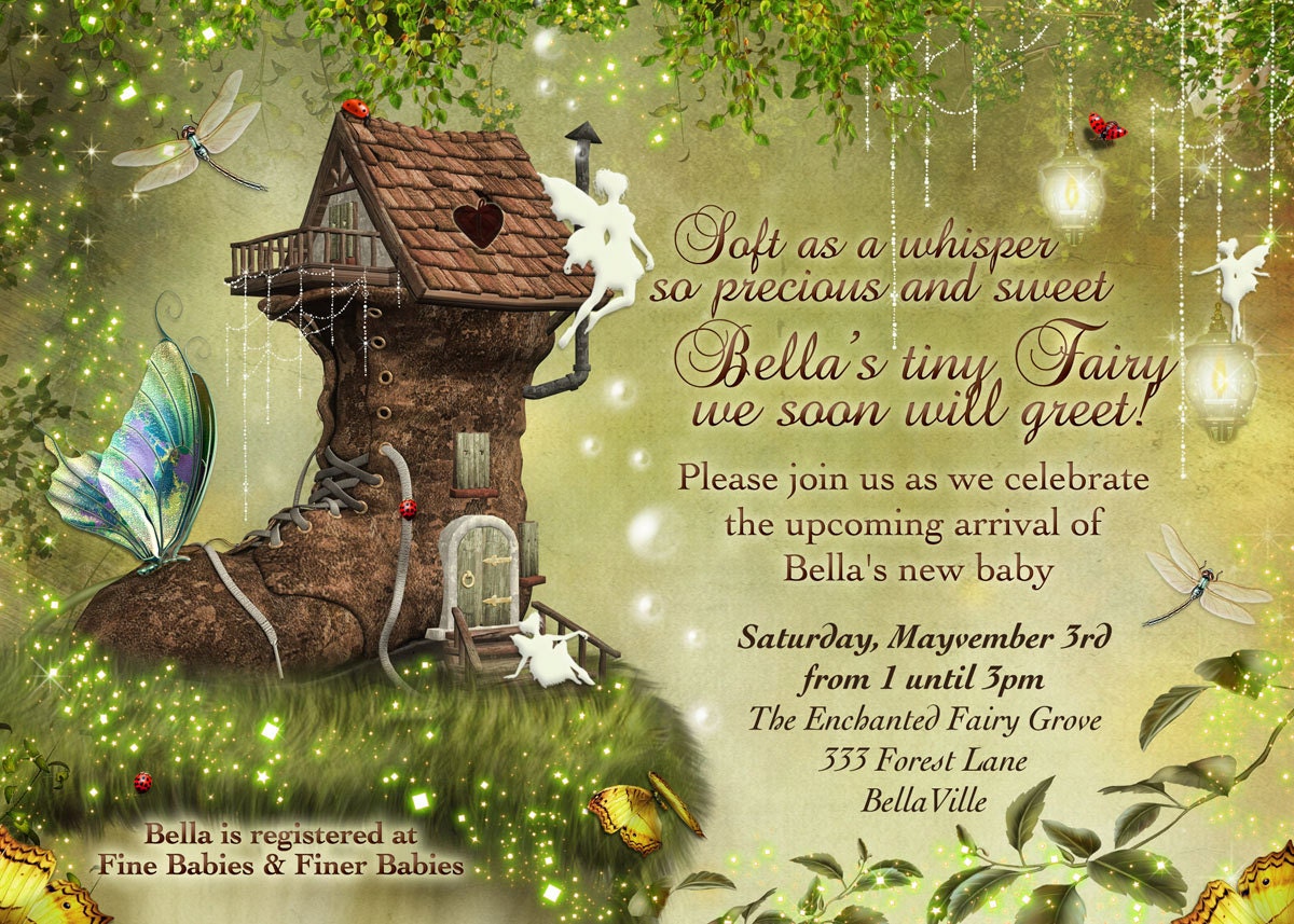 Woodland Fairy Enchanted Forest Baby Shower Invite Magical Fairy Baby ...