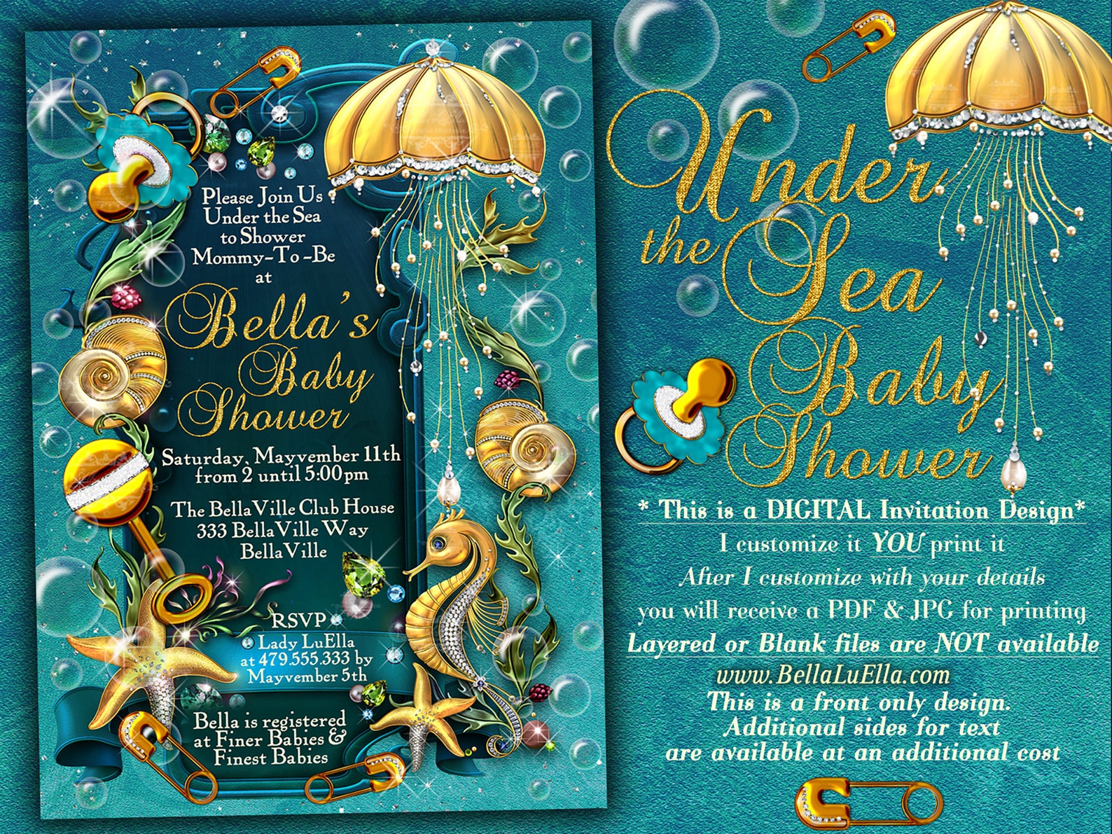 Under the Sea Baby Shower Invitation Enchanted Seas Shower Etsy