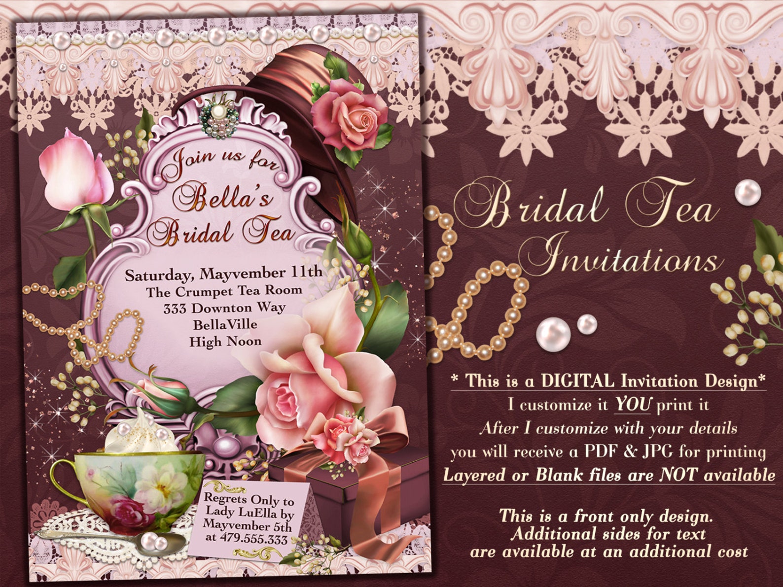 Tea Party Invitation Bridal Tea Party Garden Tea Party Etsy