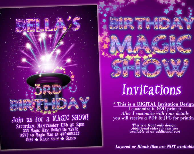Magic Show Invitation, Magic Show Party, Party Invitations, Birthday Party Invitations, Magic Birthday