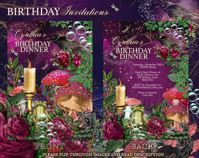 Gothic Mystical Theme Party, Magical Gatherings, Nature Themed Event, Garden Party, Enchanted Garden Party Invitations, Birthday Invitations