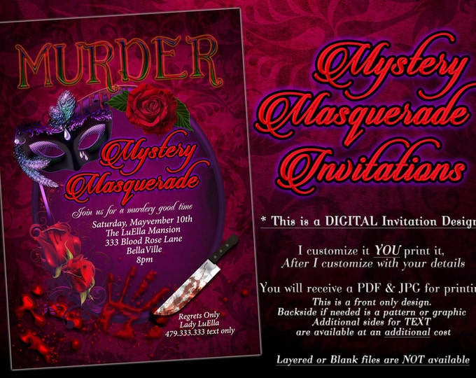Masquerade Murder Mystery Party Invitation