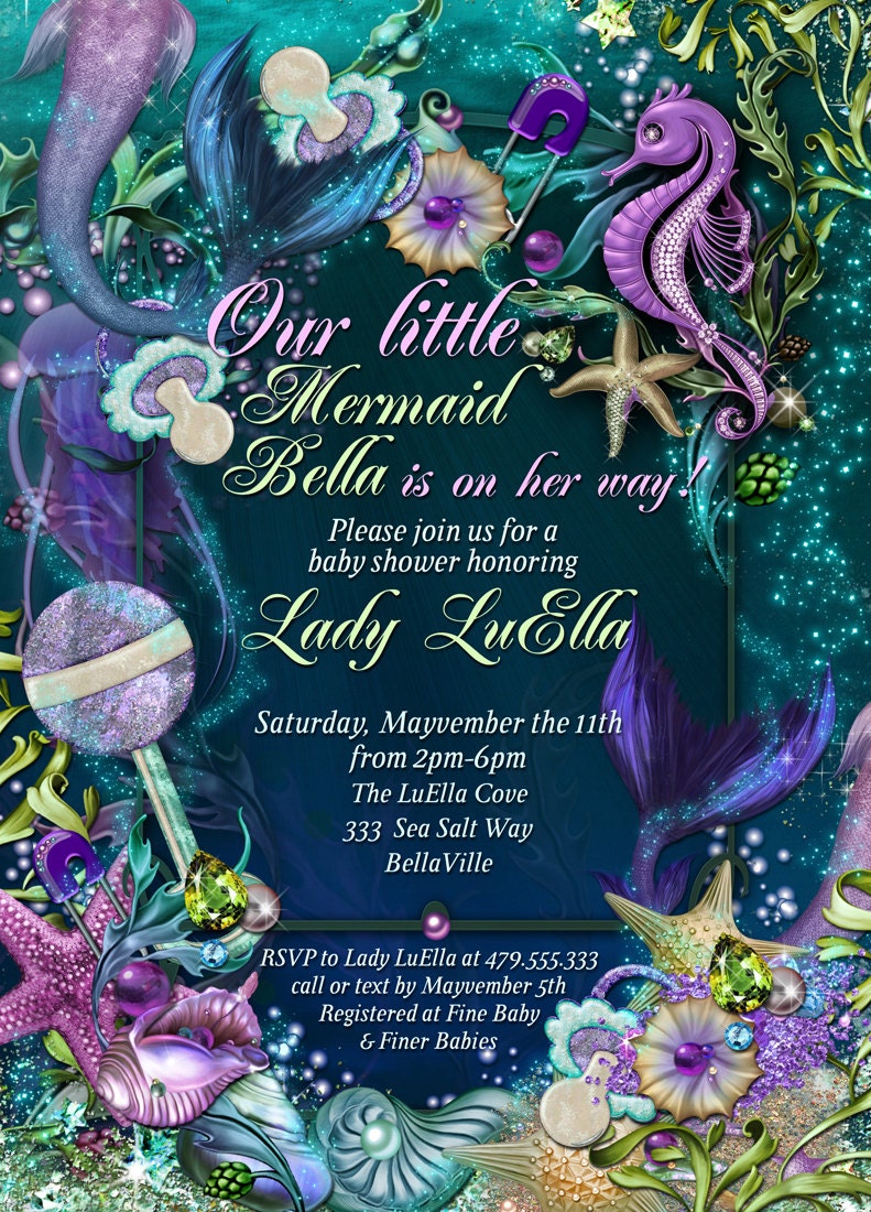 Under The Sea Baby Shower Invitation Enchanted Seas Shower Baby Shower Invitation