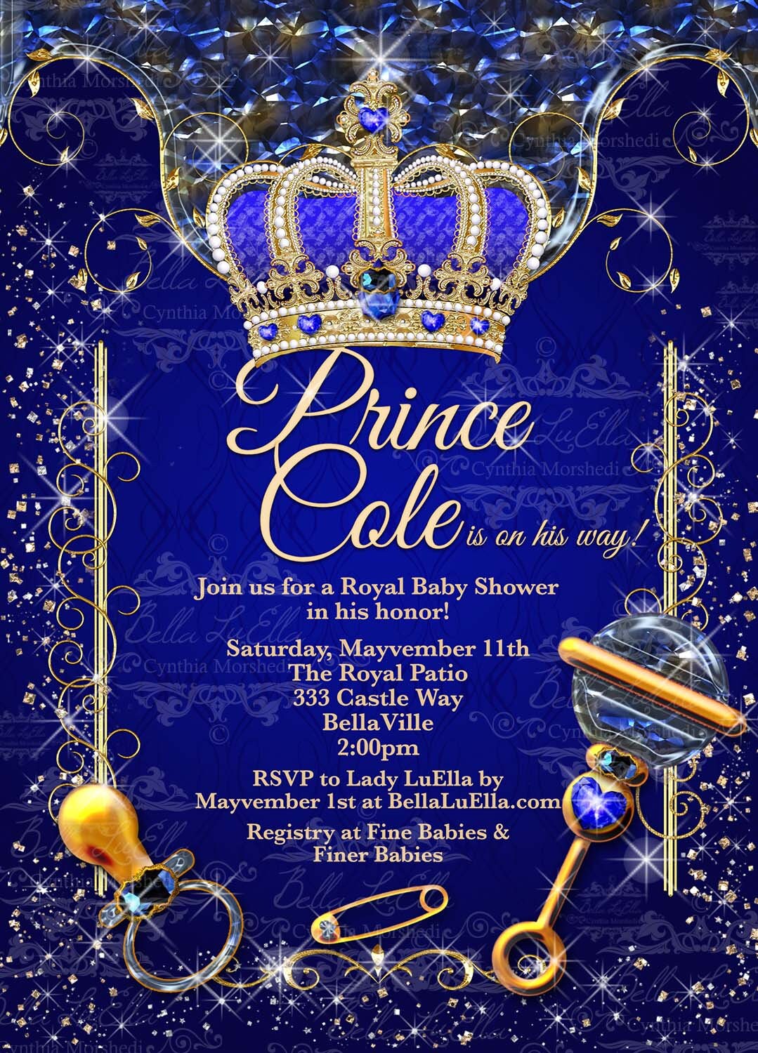 royal blue prince invitations