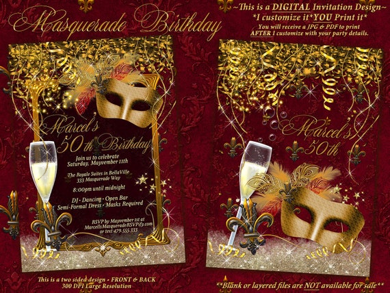 Mens Masquerade Party Invitation Royale Red Mardi Gras Party Etsy Uk