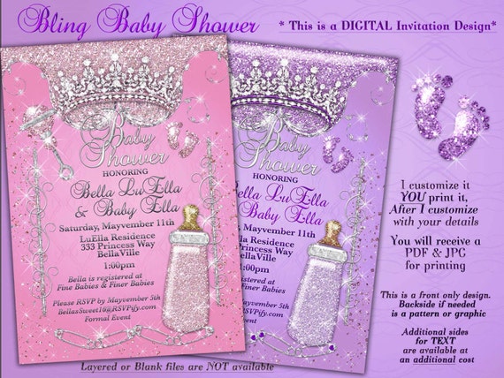 bling baby shower invitations