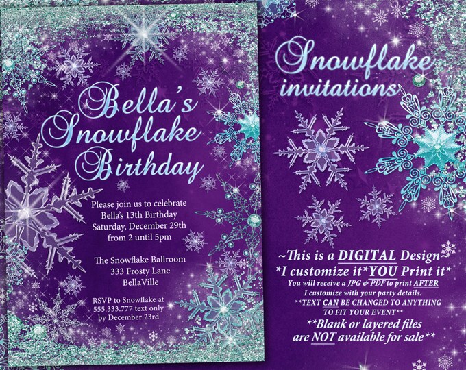 Winter Wonderland Party, Winter Snowflake Ball Invitation, Winter Party Invitation, Snowflake Invitation, Christmas Party Invitation