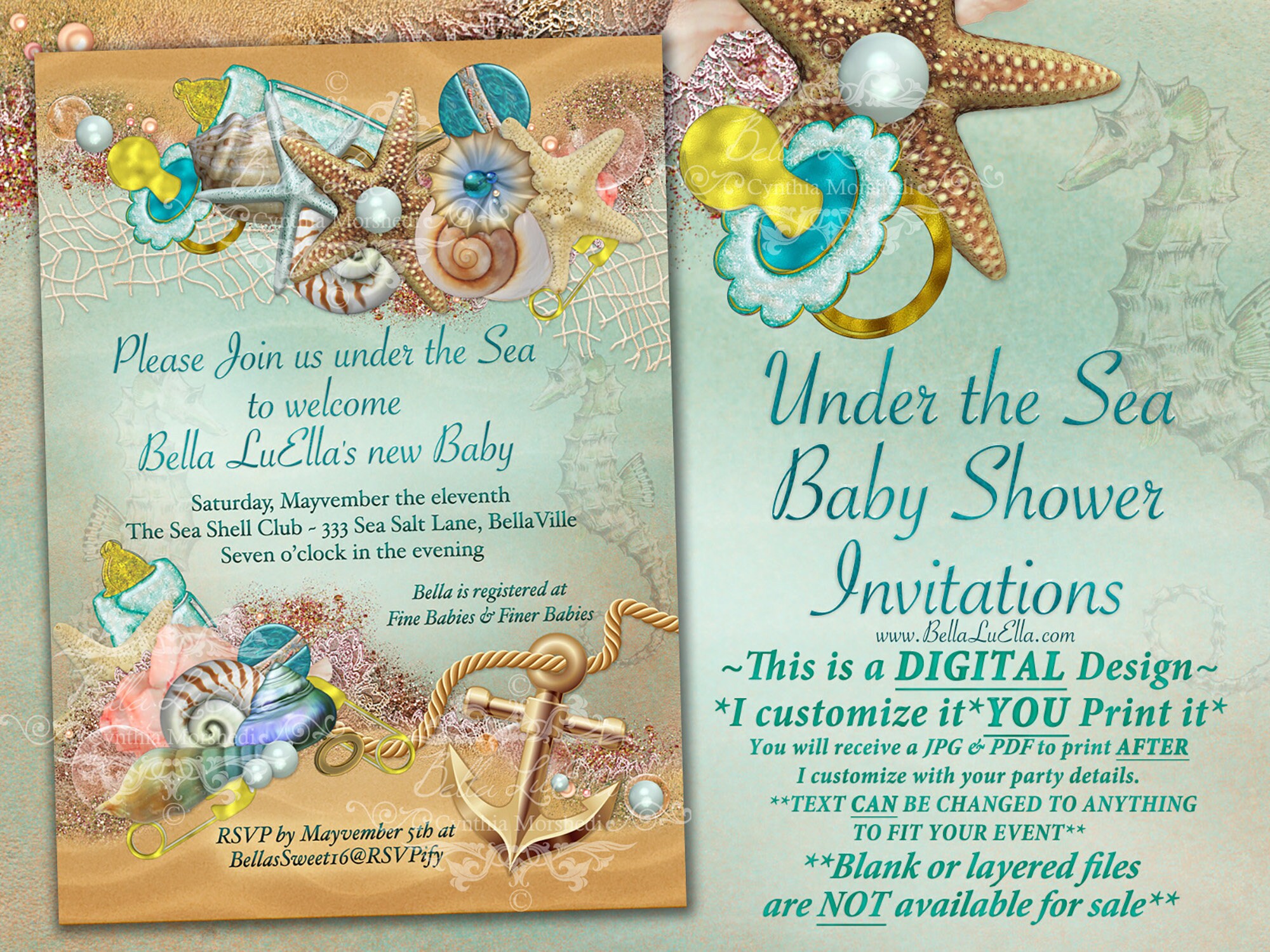 Under the Sea Baby Shower Invitation Enchanted Seas Shower Etsy Canada