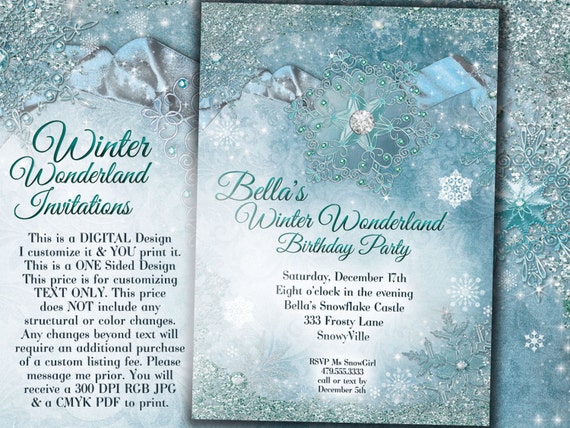 winter wonderland party winter snowflake invitation winter etsy