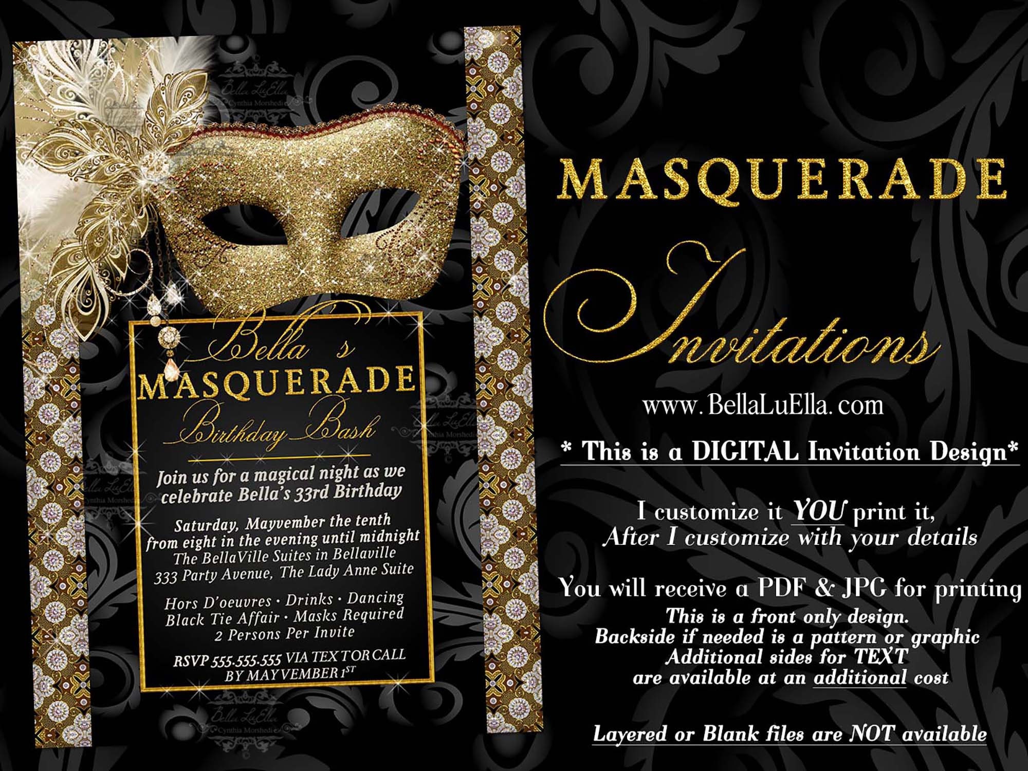 Invitación a la fiesta de máscaras Fiesta de Mardi Gras Etsy España