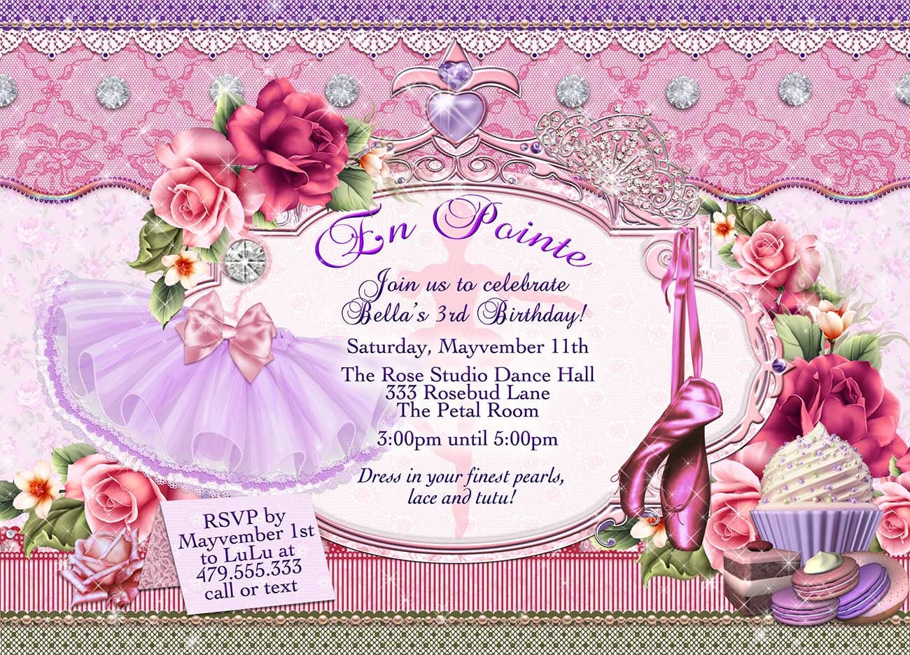 Ballet Birthday, Ballerina Birthday, Birthday Party Invitation, Ballet Themed Party, Girls Birthday Party Ballet Birthday, Ballerina Birthday, Birthday Party Invitation, Ballet Themed Party, Girls Birthday Party