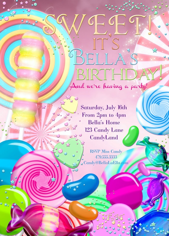 candy land birthday party invitation birthday party etsy