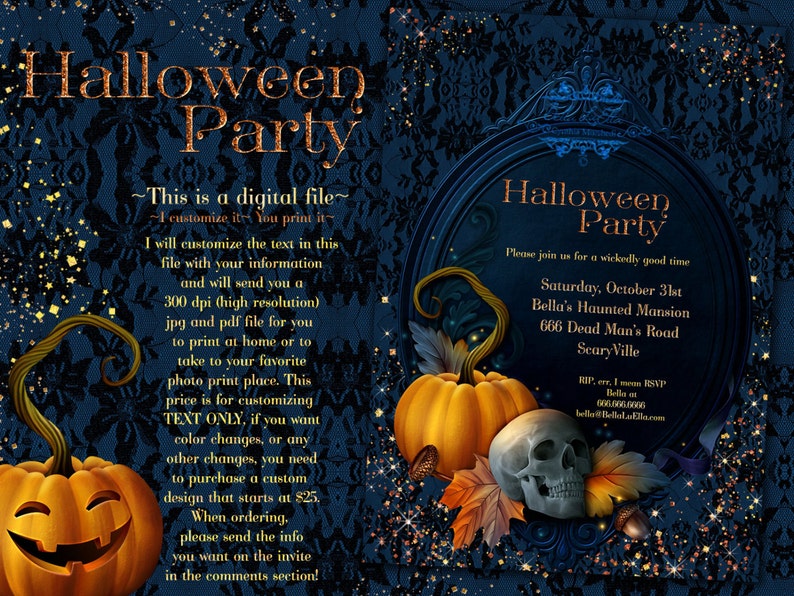 Halloween Invitations Halloween Party Invitations | Etsy