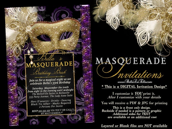 Masquerade Party Invitation Mardi Gras Party Party Etsy 日本