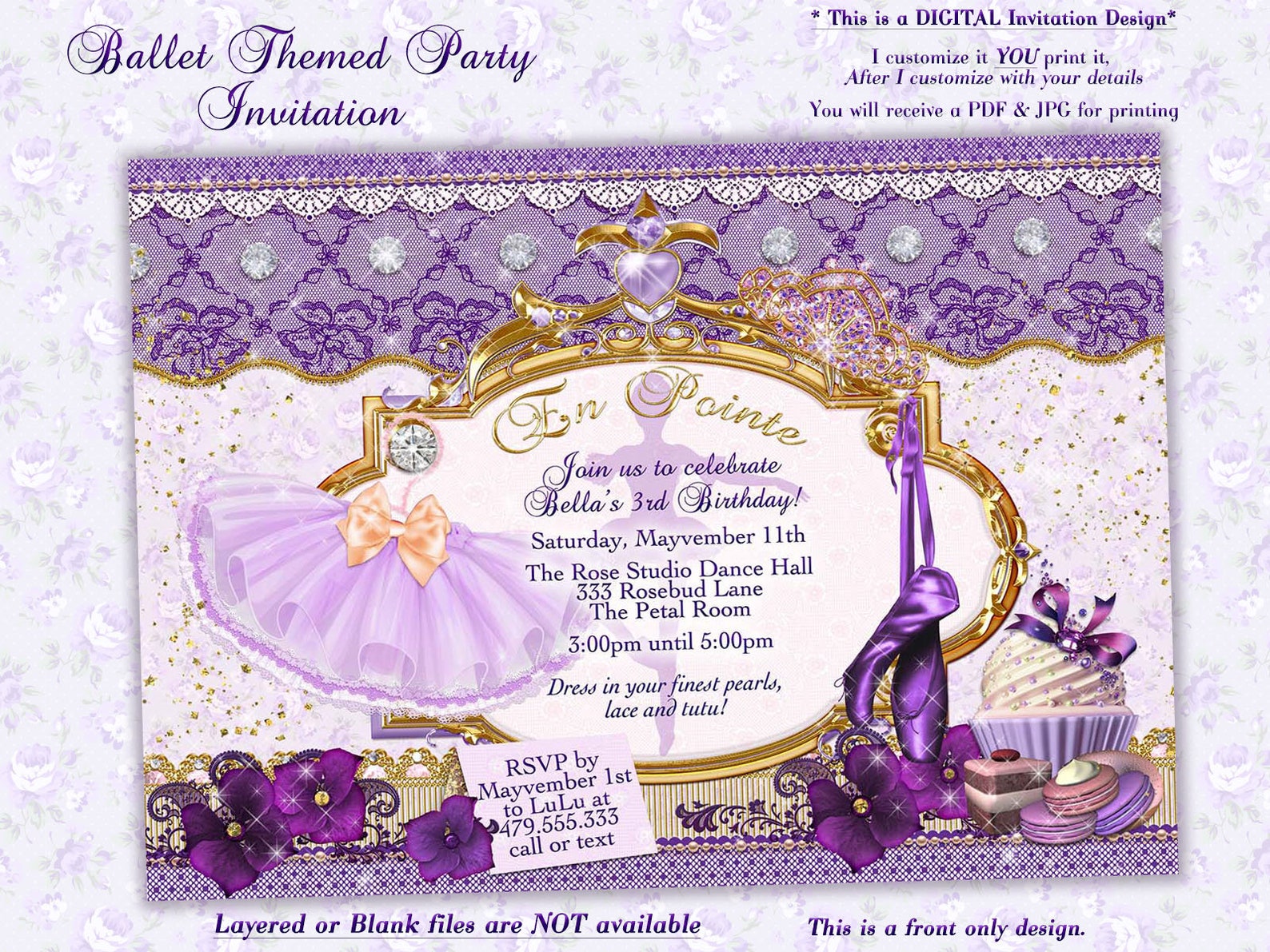 ballet birthday, ballerina birthday, birthday party invitation, ballet themed party, girls birthday party