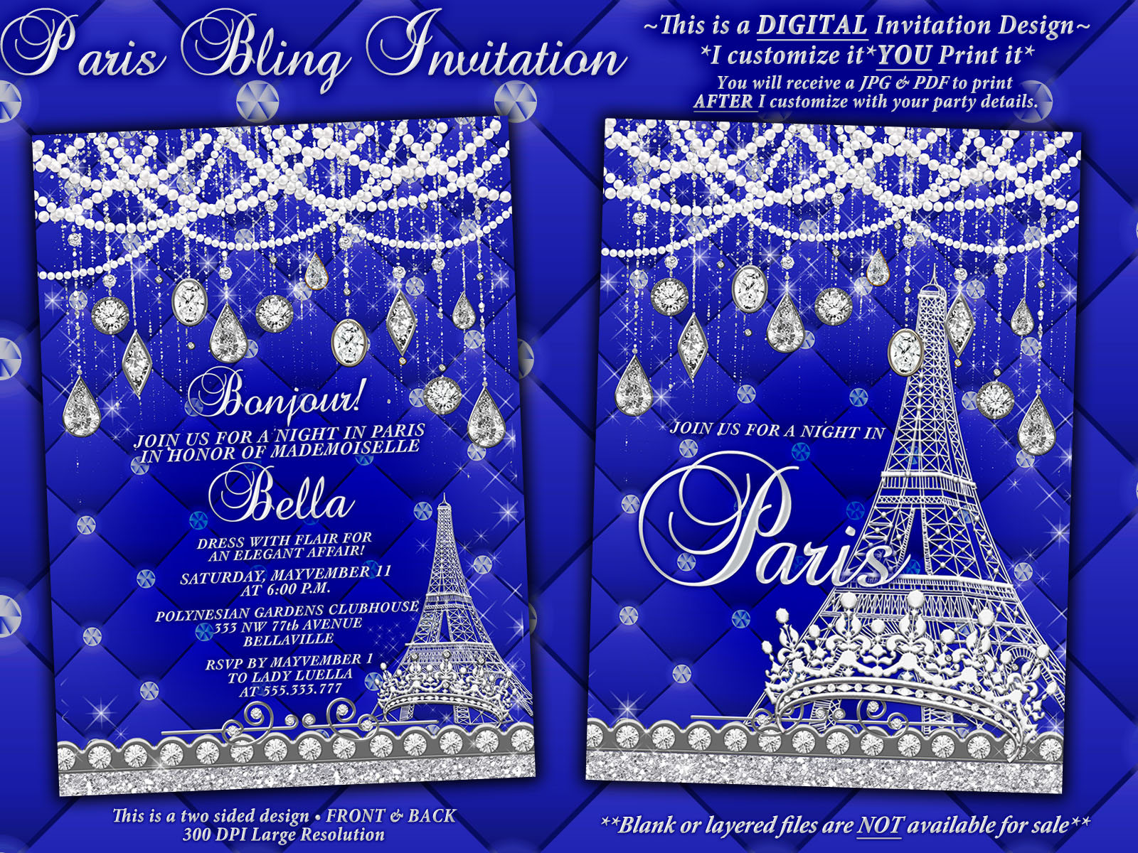 Paris Bling Party Invitations Sweet 16 Party Invitations Mis