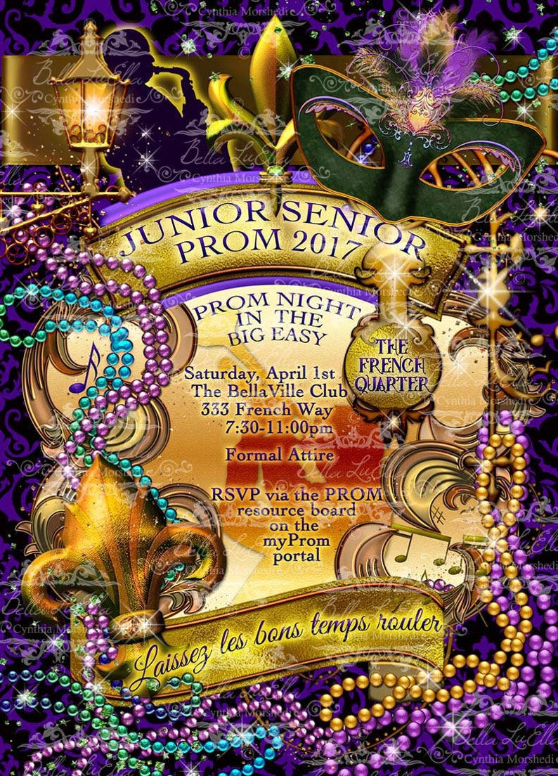 The Big Easy New Orleans Party Mardi Gras Invitation Etsy
