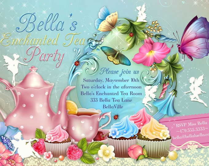 Fairy Tea Party Invitation, Birthday Tea Party, Tea Party, Garden Tea Party, Fairy Invitations, Tea Party