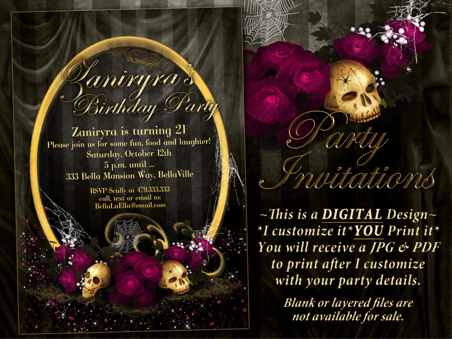Gothic Party Invites Halloween Invitations Goth Party Etsy