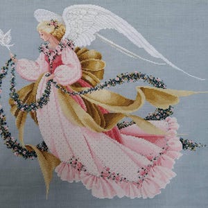 Digital cross stitch pattern Angel of Summer, PDF + SAGA, Cross Stitch Chart Angel Embroidery,  Woman, Lady, Miss, Lace Summer