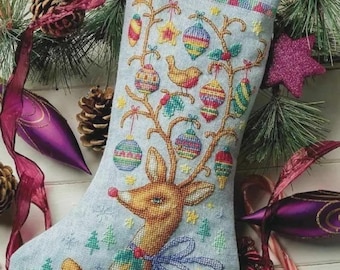 Cross Stitch Pattern All I Want for Christmas Stocking PDF + xsd SAGA, Christmas Stocking Ornaments, Instant Digital Download