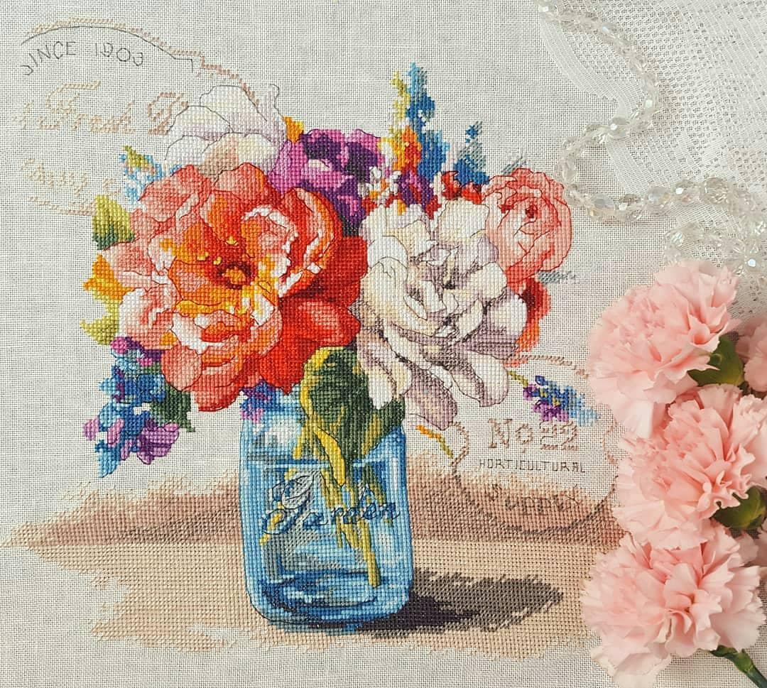 Cross Stitch Pattern Garden Bouquet, PDF + XSD Saga, Flower Cross