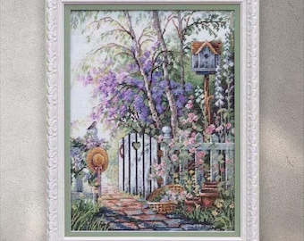 Cross Stitch Pattern Gates of the beloved, Instant Download PDF + XSD Saga, Floral Pattern, Gate, Romantic Design, Lovers Sweetheart, Garden