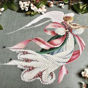 Digitaal kruissteekpatroon Angel of Spring, pdf + SAGA, kruissteekkaart Angel Embroidery, Woman, Lady, Miss, Lace Spring
