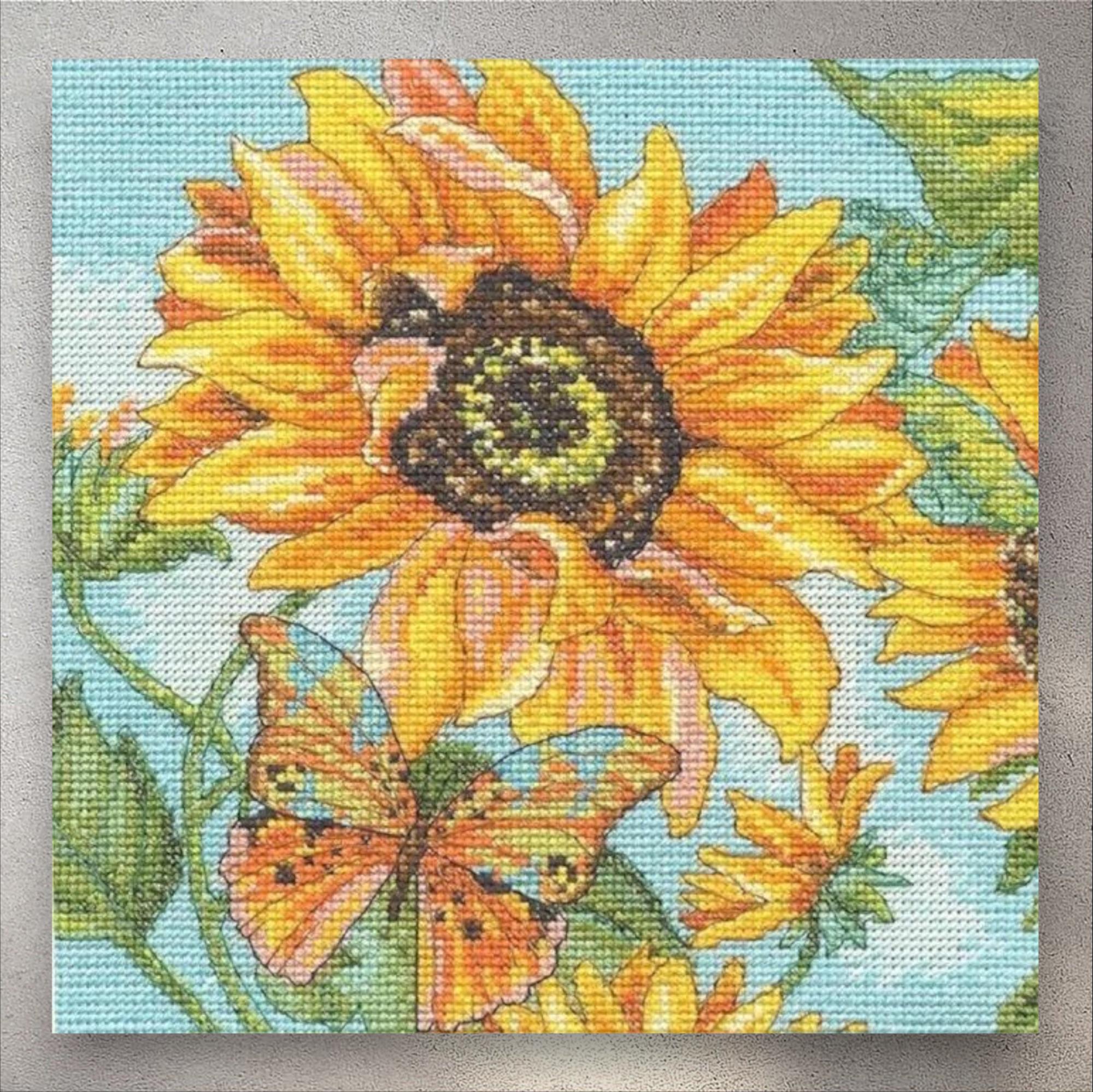 Cross Stitch Pattern Sunflowers, PDF + XSD SAGA, Summer Landscape