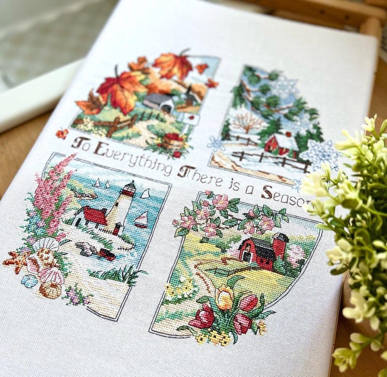 Four Seasons Cross Stitch Pattern, Digital File, Instant Download PDF ...