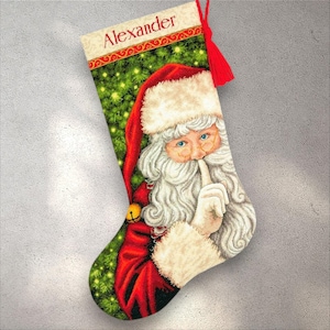 Cross Stitch Pattern Secret Santa Stocking PDF + xsd SAGA, Christmas Stocking Ornaments with Alphabet, Instant Digital Download