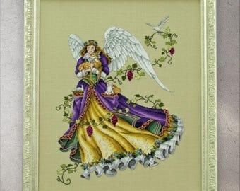 Innocent Guardian Digital cross stitch pattern, PDF + xsd SAGA, Chart Angel Embroidery, Woman, Lady, Bird, Flower Cross Stitch
