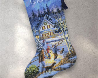 Cross Stitch Pattern Christmas Eve Fun Stocking, PDF+xsd SAGA, Christmas Stocking Ornaments with Alphabet, Xstitch Decor, Instant Download