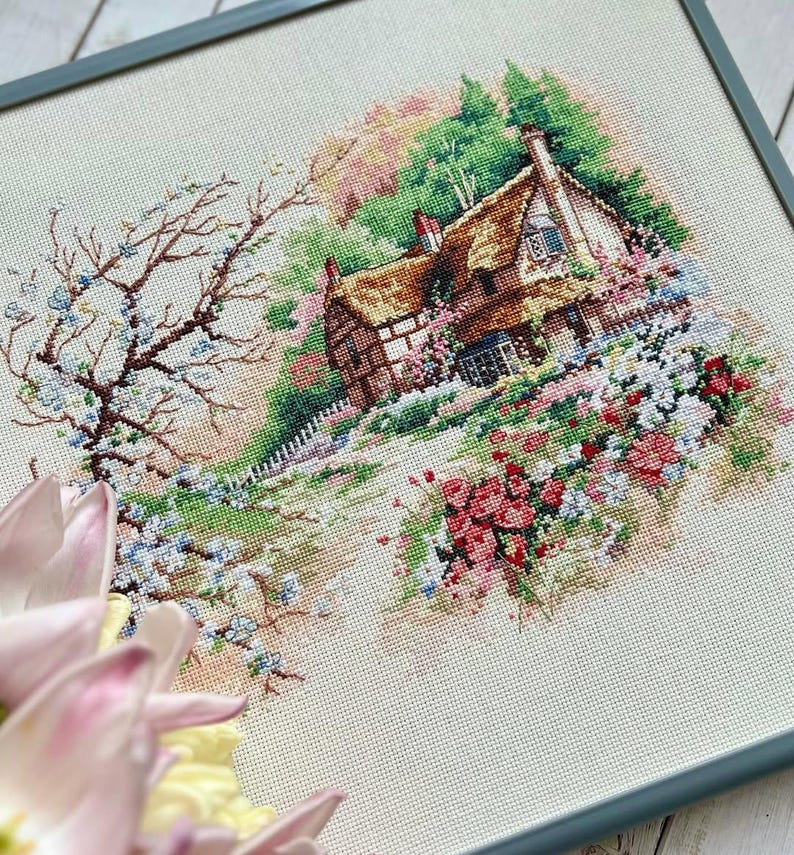 Cross Stitch Digital Pattern Cottage Enchantment, PDF + Saga, Spring ...