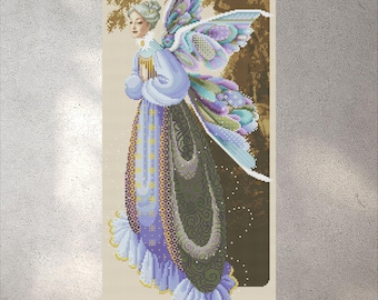 Cross Stitch Pattern Fairy grandmoter, PDF + XSD Saga, Women Dress, Lady, Miss Dress, Garden, Forest, Lady Flowers, Instant PDF Download